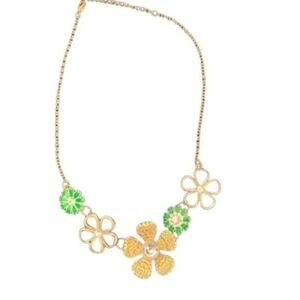 Golds and green floral necklace